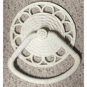Vtg. Wall Towel Ring Kitchen Bathroom Faux Wicker Rattan BoHo 1978 Homco 3314